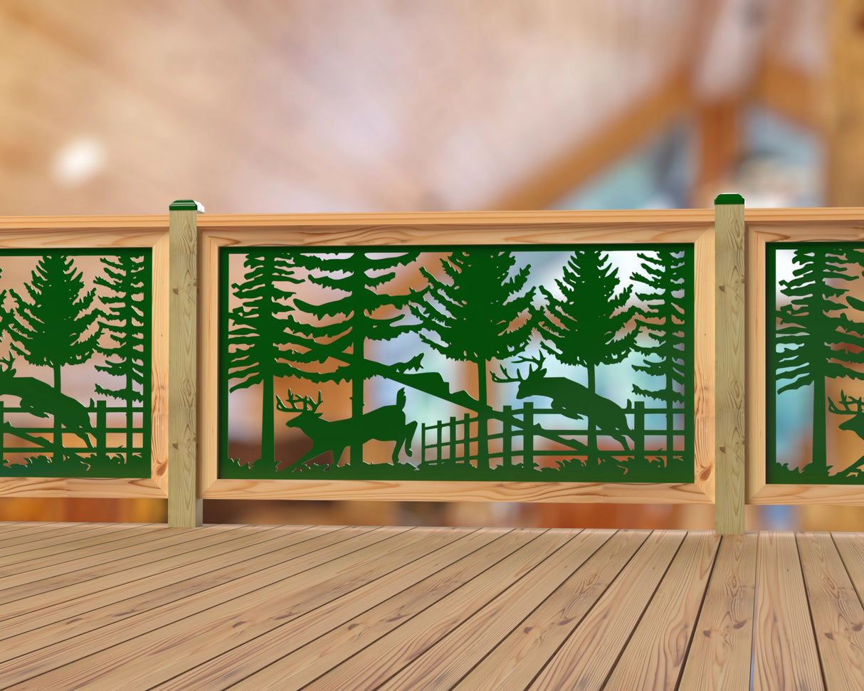 Deer Jumping Scene Railing Panel Insert