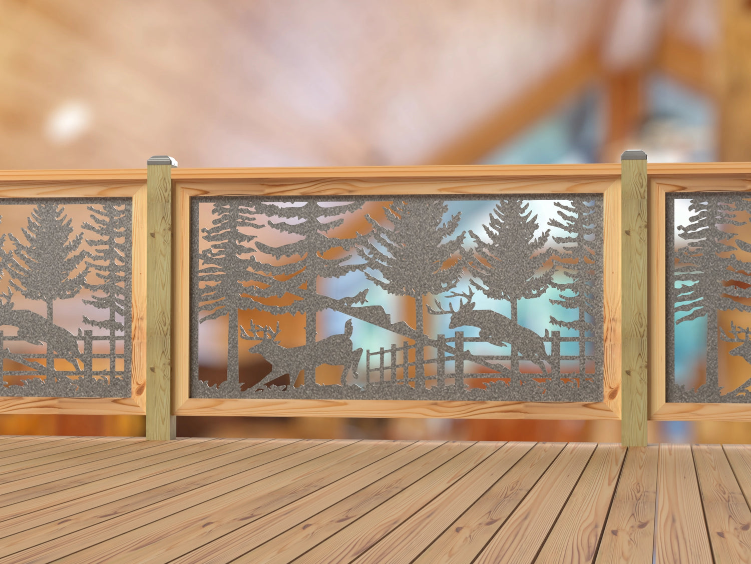 Deer Jumping Scene Railing Panel Insert