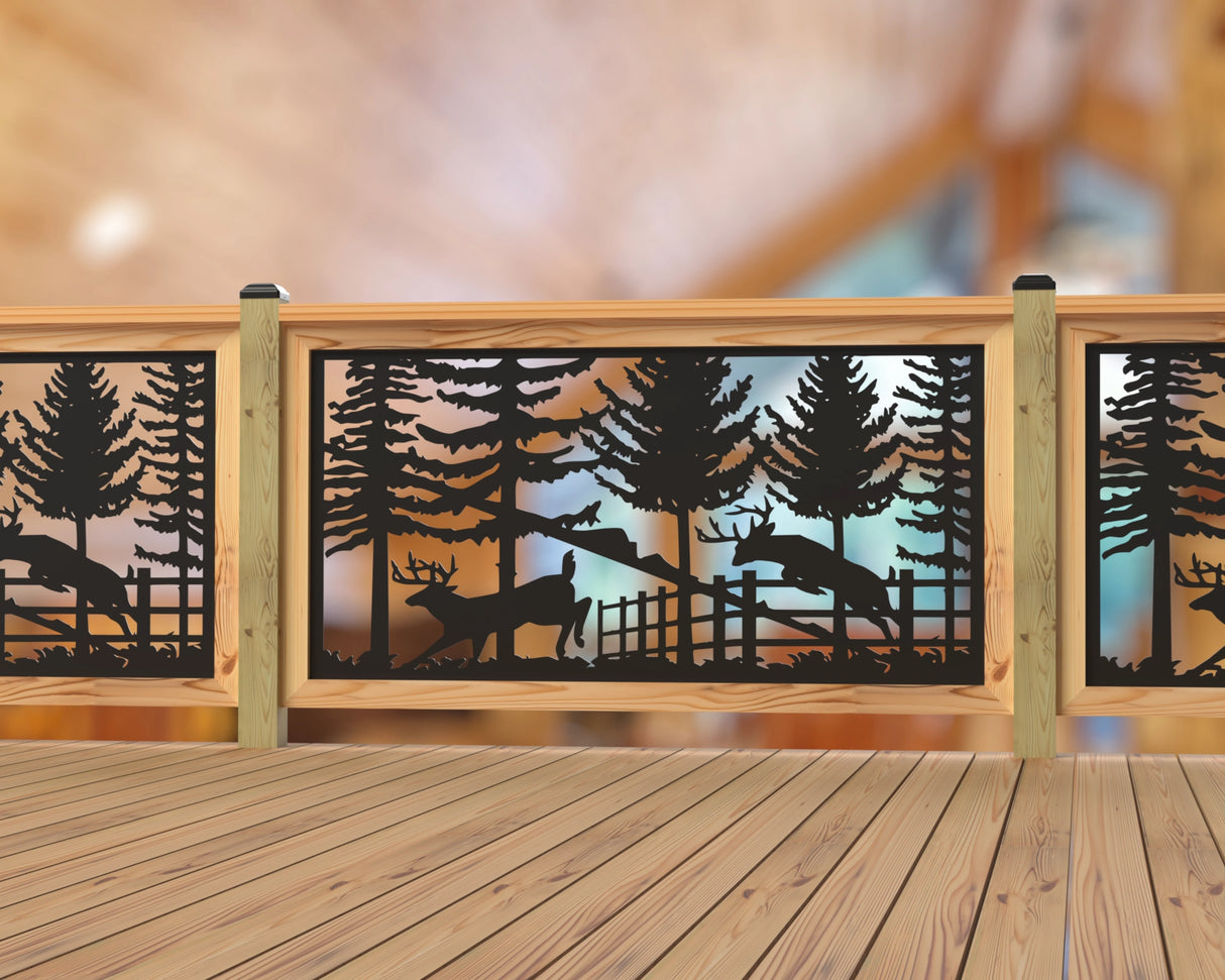 Deer Jumping Scene Railing Panel Insert
