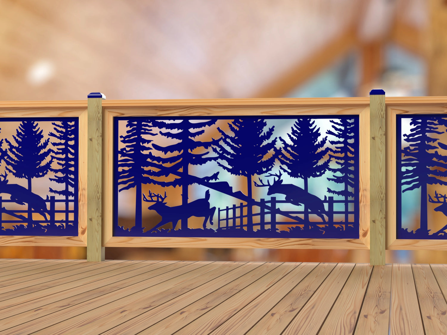 Deer Jumping Scene Railing Panel Insert