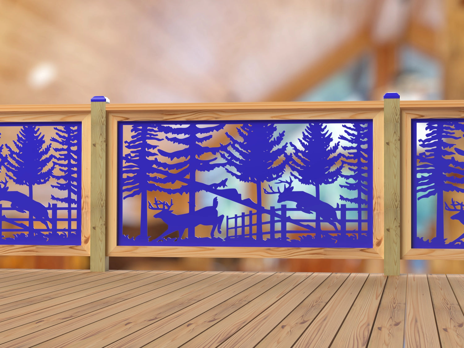 Deer Jumping Scene Railing Panel Insert