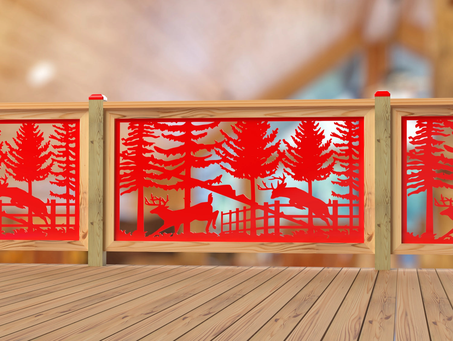 Deer Jumping Scene Railing Panel Insert