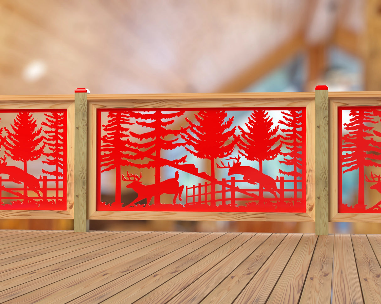 Deer Jumping Scene Railing Panel Insert