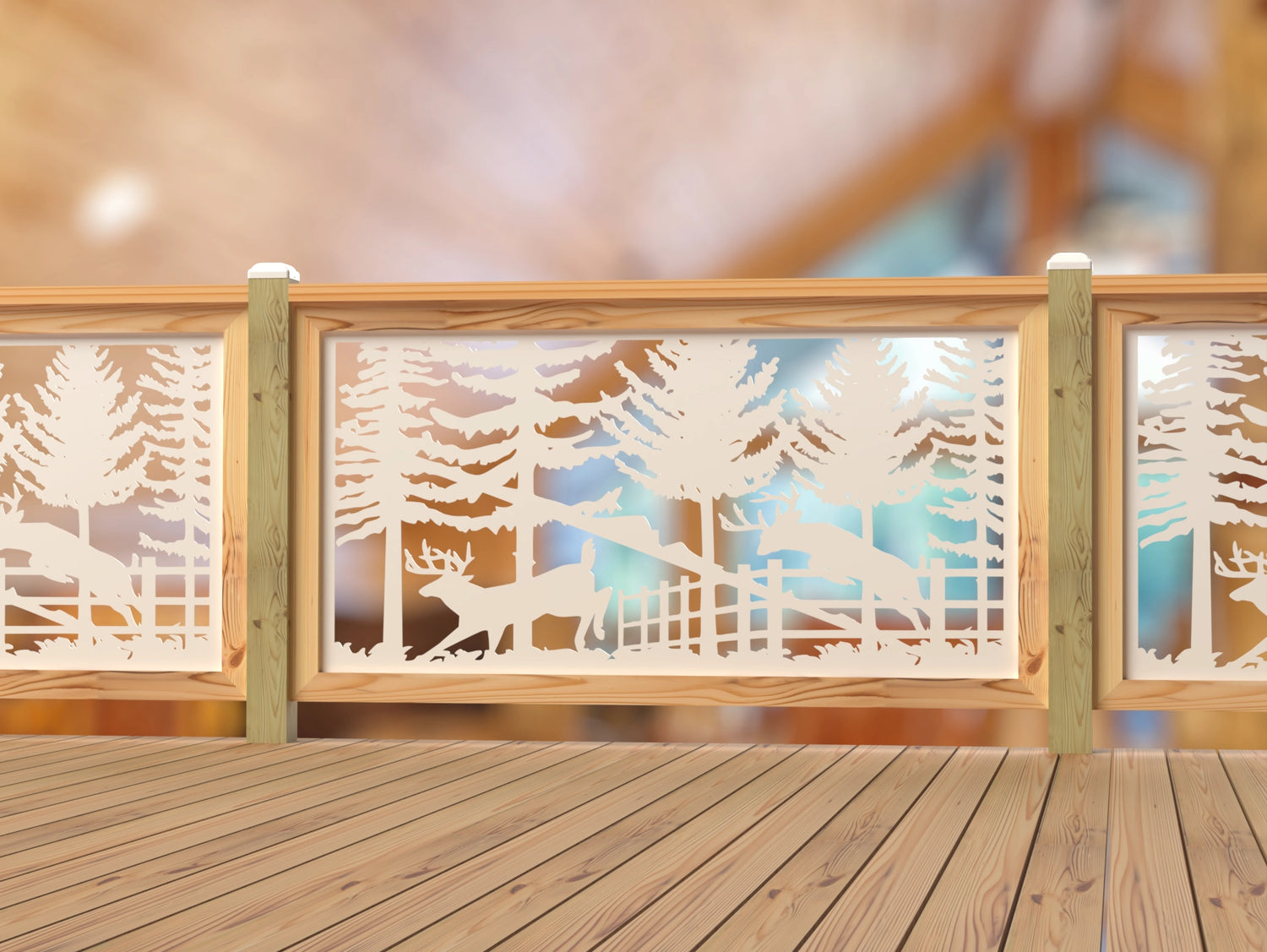 Deer Jumping Scene Railing Panel Insert