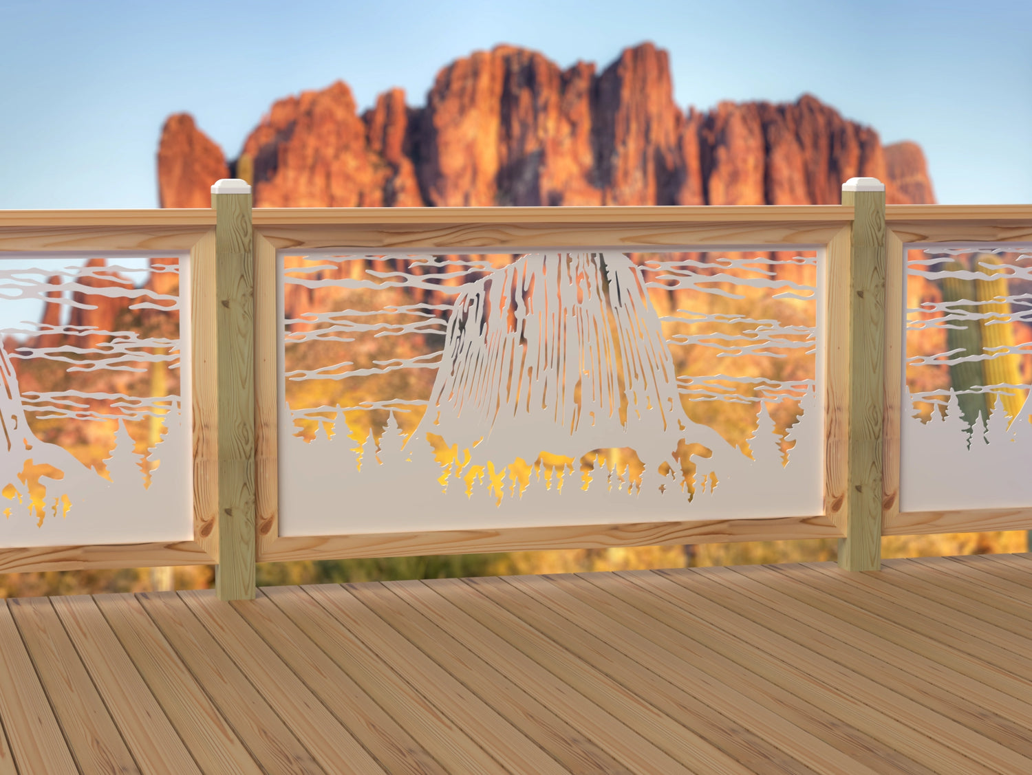 60"x30" - Devils Tower National Monument Fence/Gate Panel Insert - Madison Iron and Wood