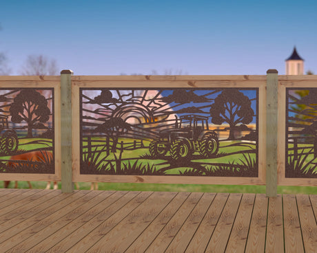 Farm Scene Railing Panel Insert - Madison Iron and Wood