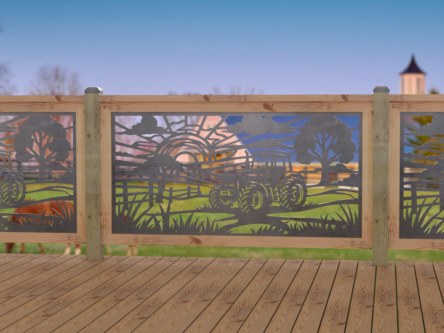 Farm Scene Railing Panel Insert - Madison Iron and Wood