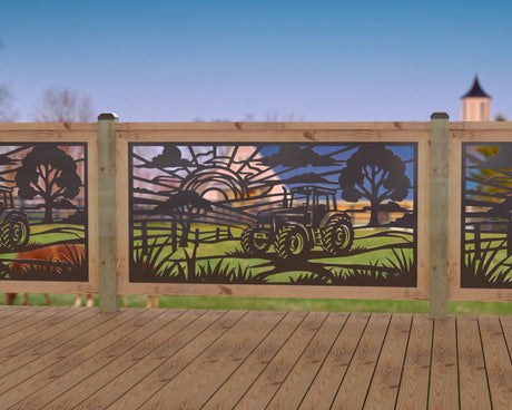 Farm Scene Railing Panel Insert - Madison Iron and Wood