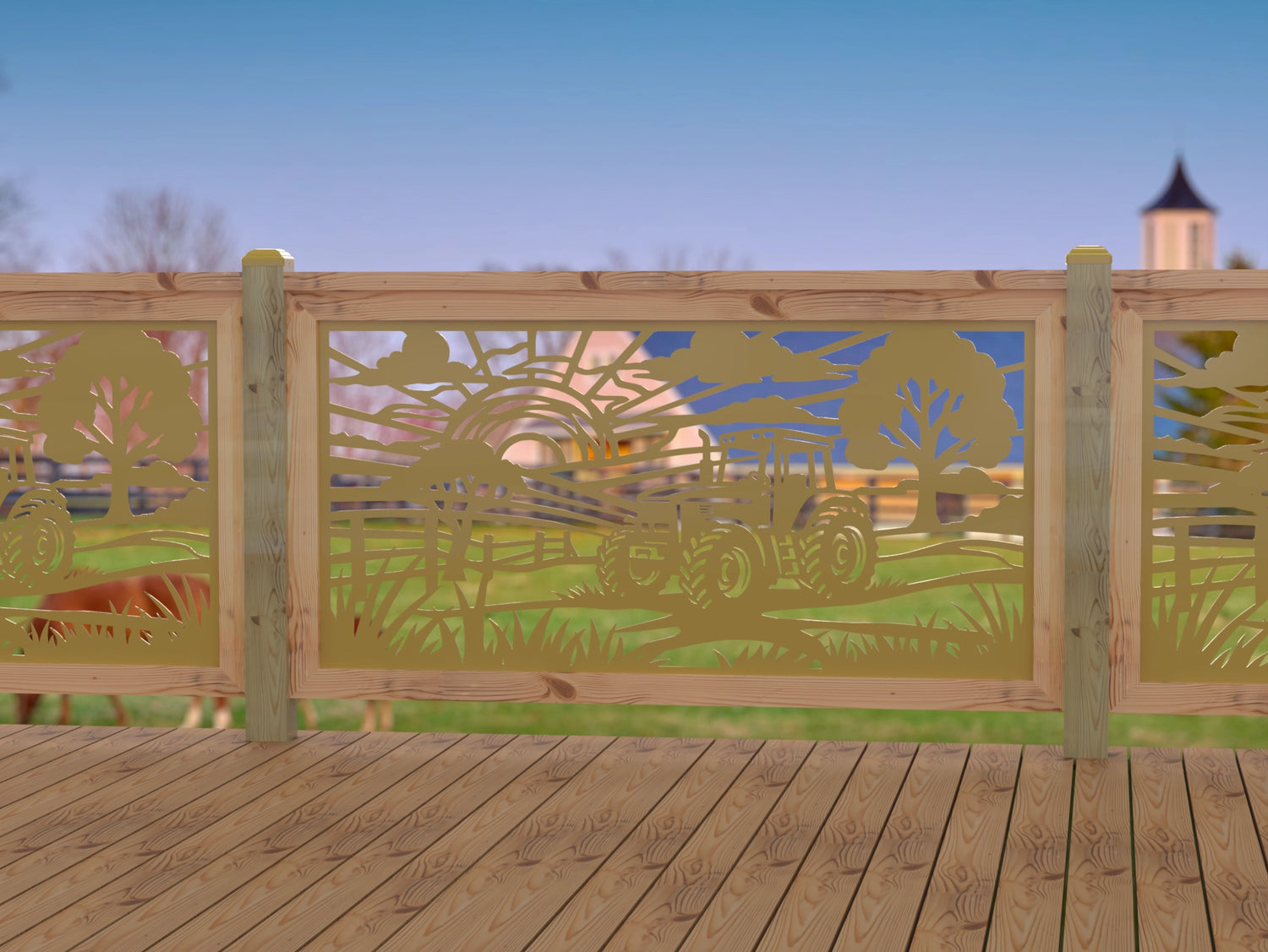 Farm Scene Railing Panel Insert - Madison Iron and Wood