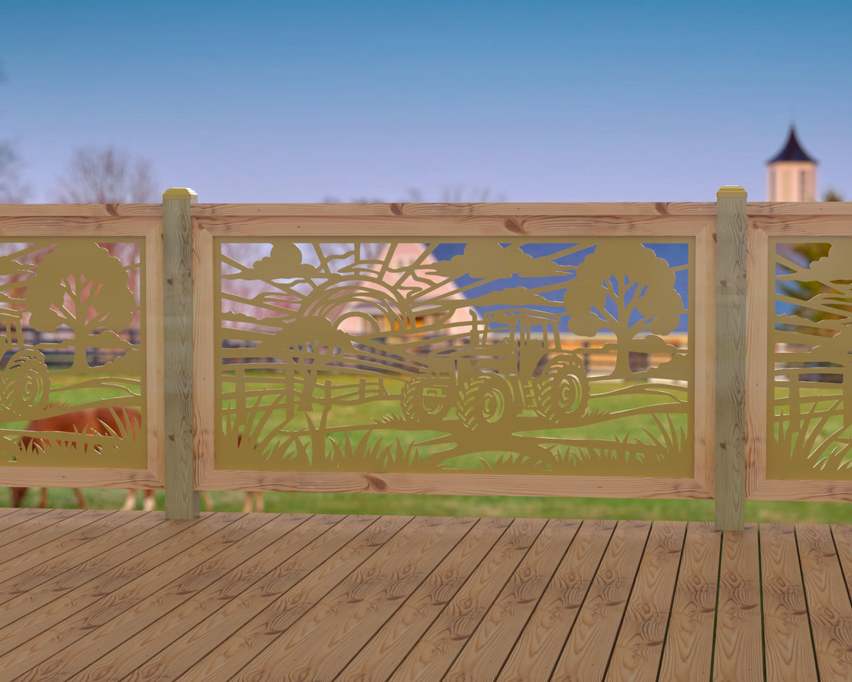 Farm Scene Railing Panel Insert - Madison Iron and Wood