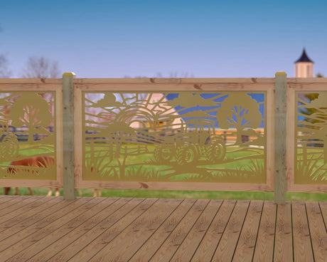 Farm Scene Railing Panel Insert - Madison Iron and Wood