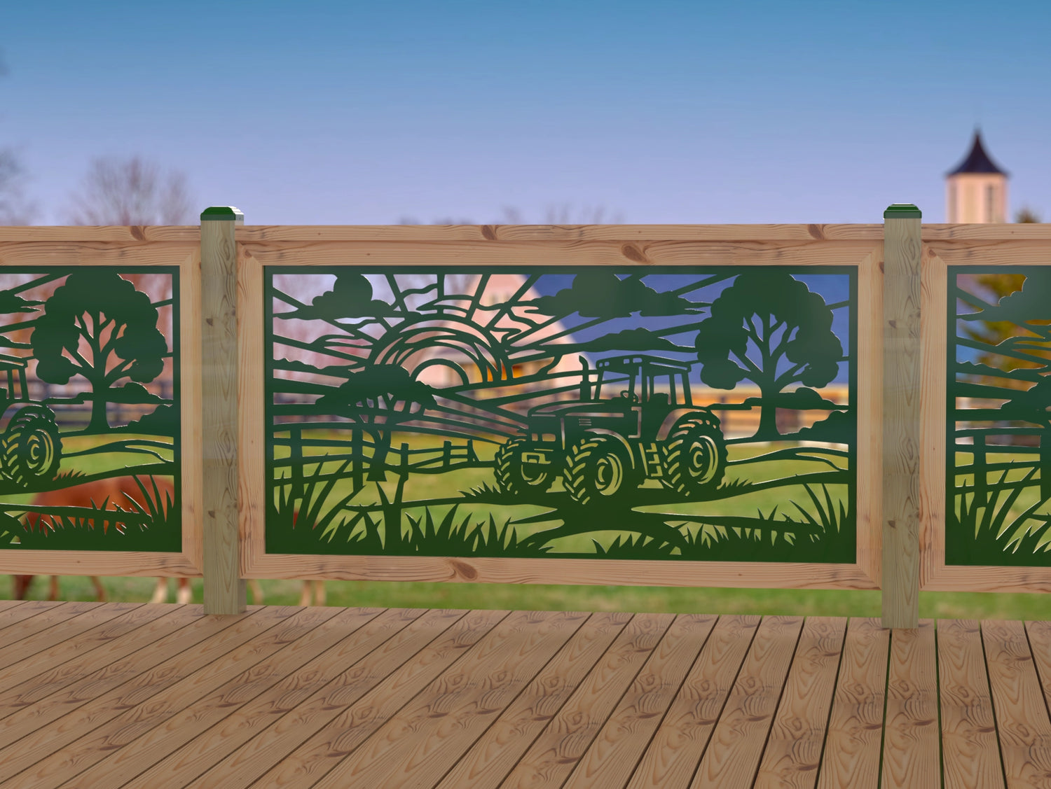 Farm Scene Railing Panel Insert - Madison Iron and Wood