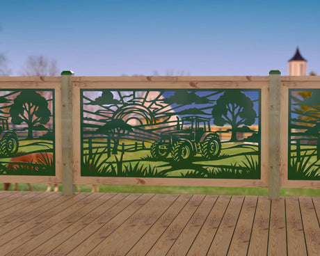 Farm Scene Railing Panel Insert - Madison Iron and Wood