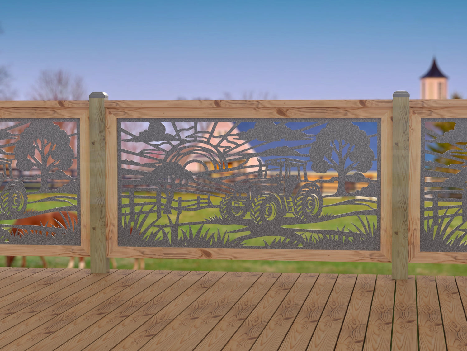 Farm Scene Railing Panel Insert - Madison Iron and Wood