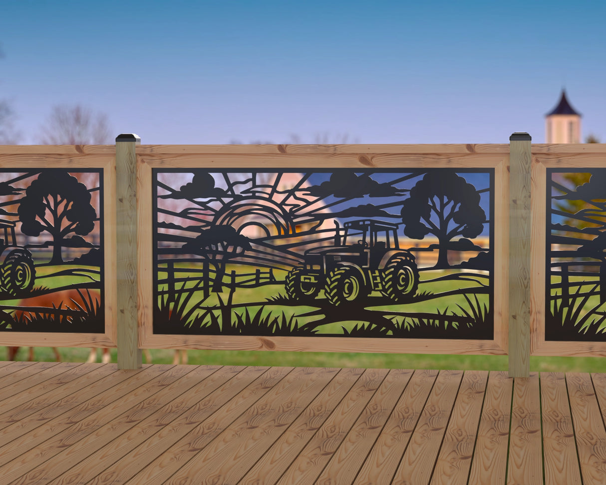 Farm Scene Railing Panel Insert - Madison Iron and Wood
