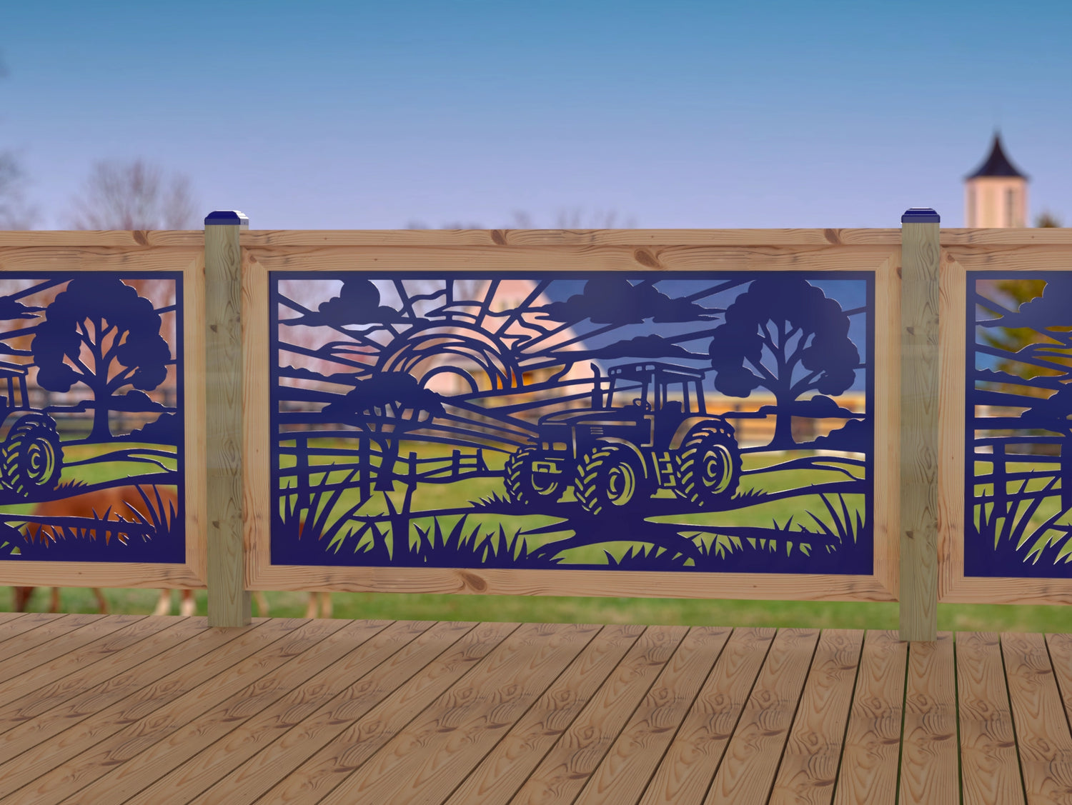 Farm Scene Railing Panel Insert - Madison Iron and Wood