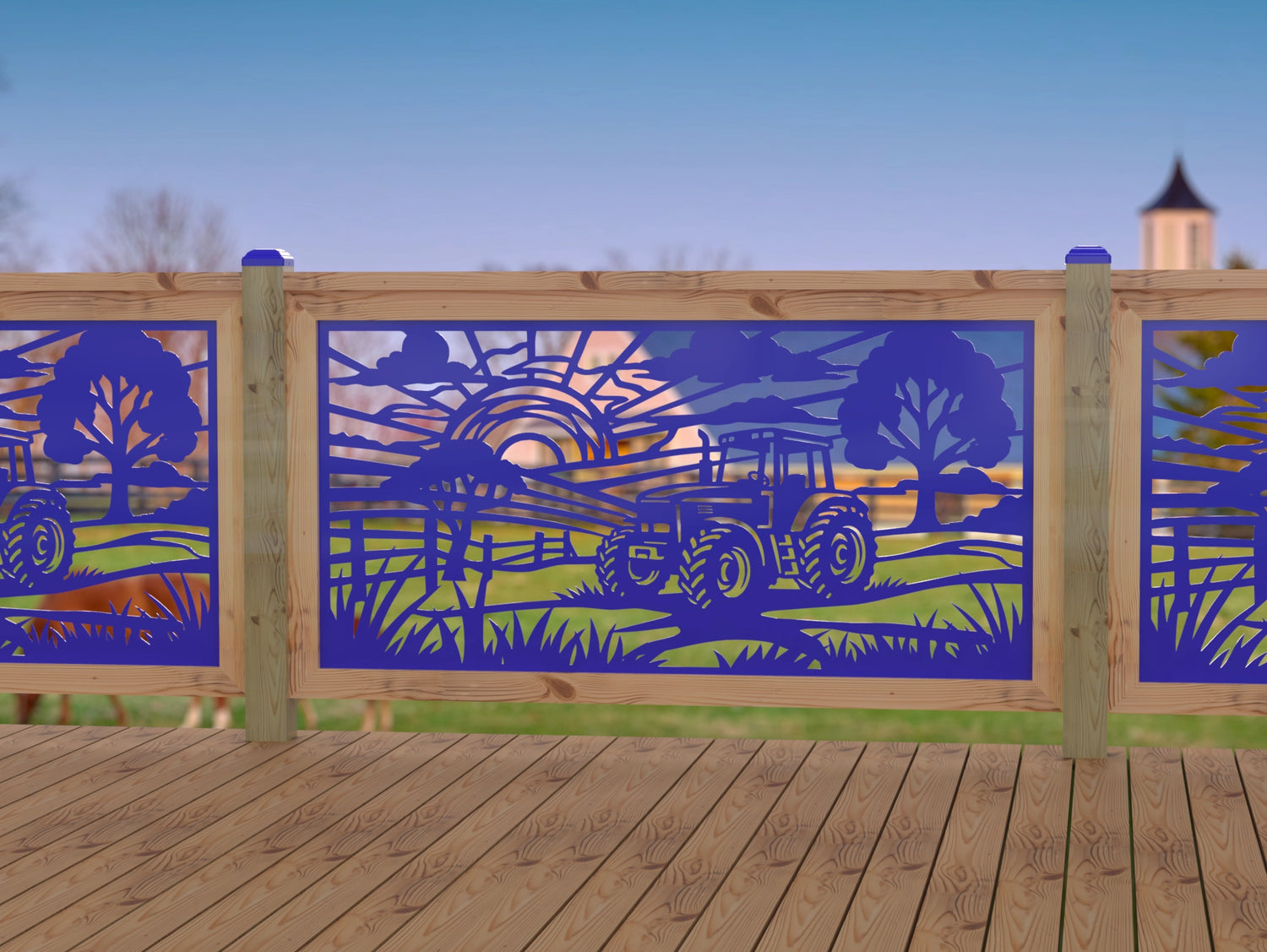 Farm Scene Railing Panel Insert - Madison Iron and Wood