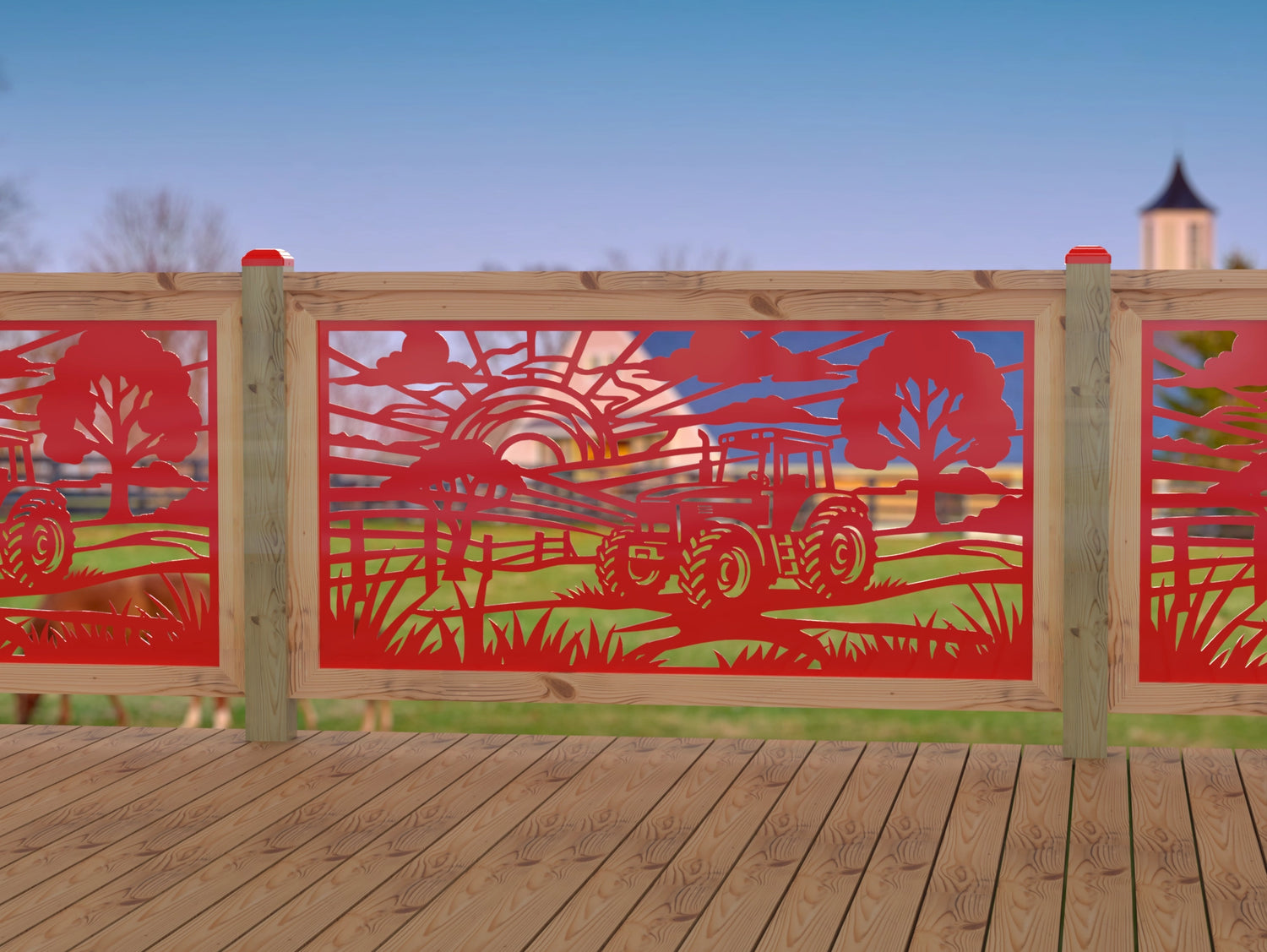 Farm Scene Railing Panel Insert - Madison Iron and Wood