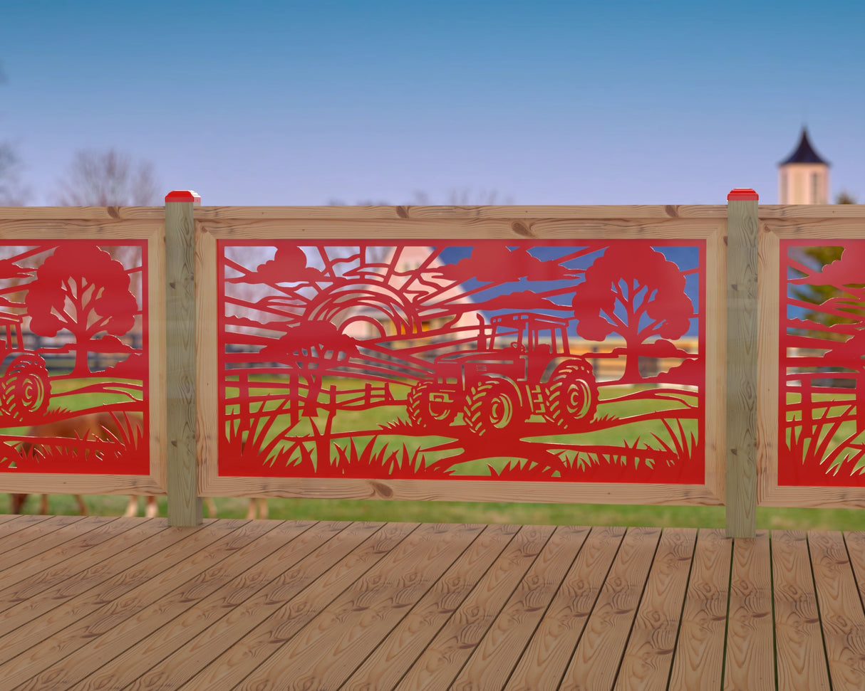 Farm Scene Railing Panel Insert - Madison Iron and Wood