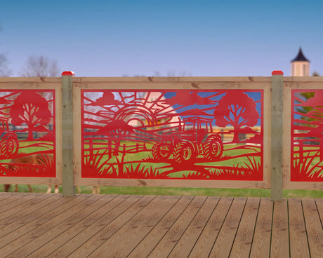 Farm Scene Railing Panel Insert - Madison Iron and Wood