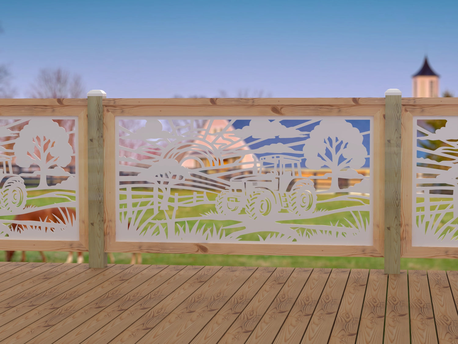 Farm Scene Railing Panel Insert - Madison Iron and Wood