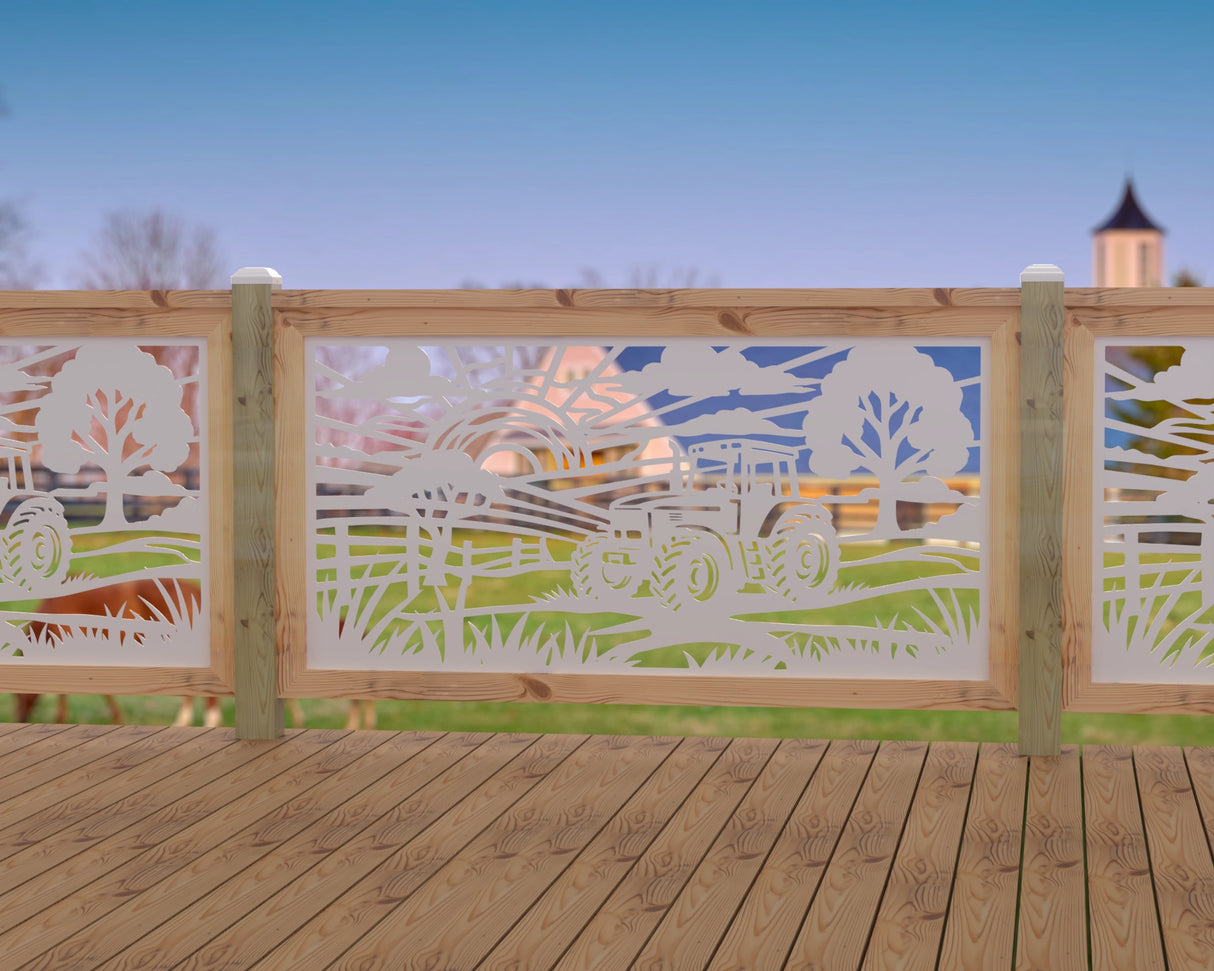 Farm Scene Railing Panel Insert - Madison Iron and Wood