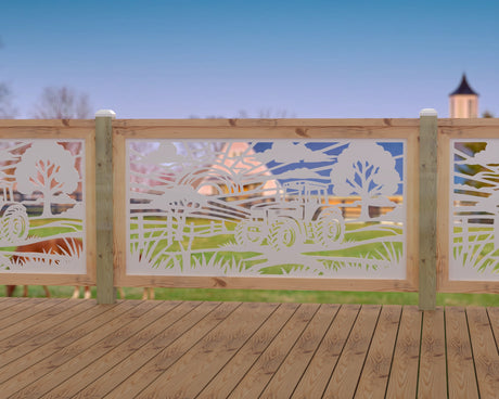 Farm Scene Railing Panel Insert - Madison Iron and Wood