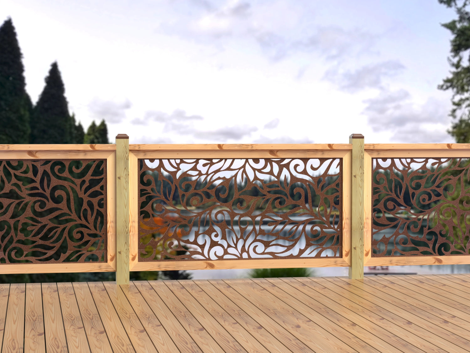60"x30" - Flowing Leaves Fence/Gate Panel Insert - Madison Iron and Wood