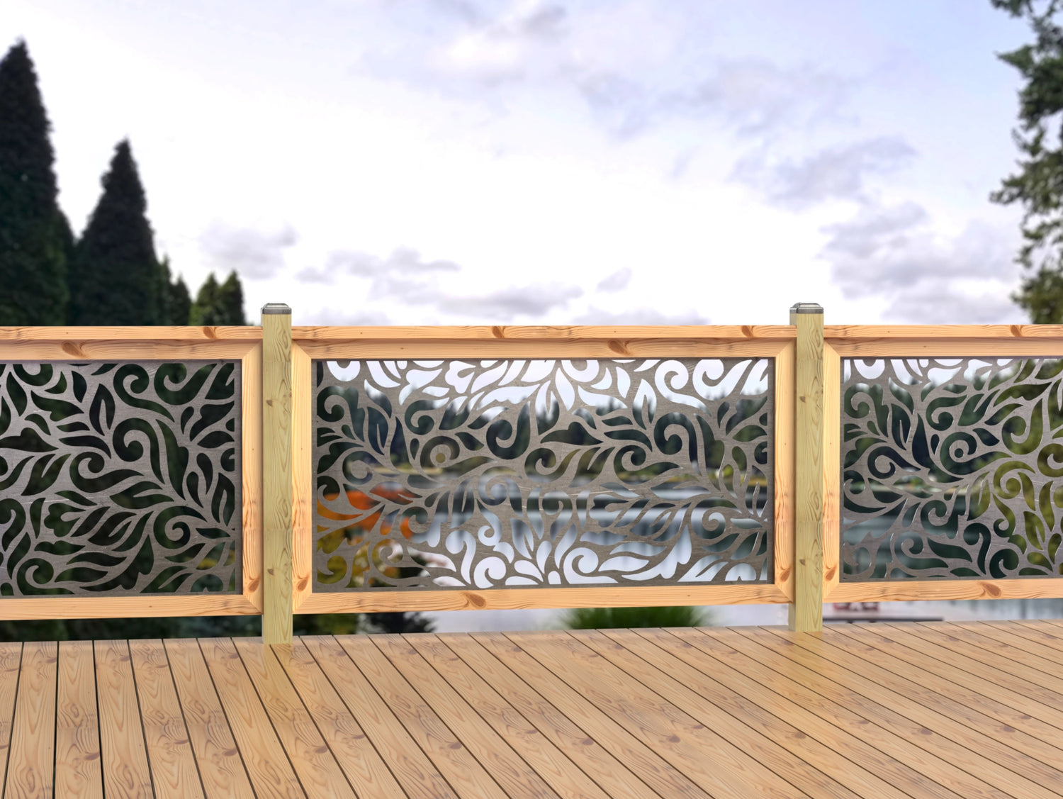 60"x30" - Flowing Leaves Fence/Gate Panel Insert - Madison Iron and Wood