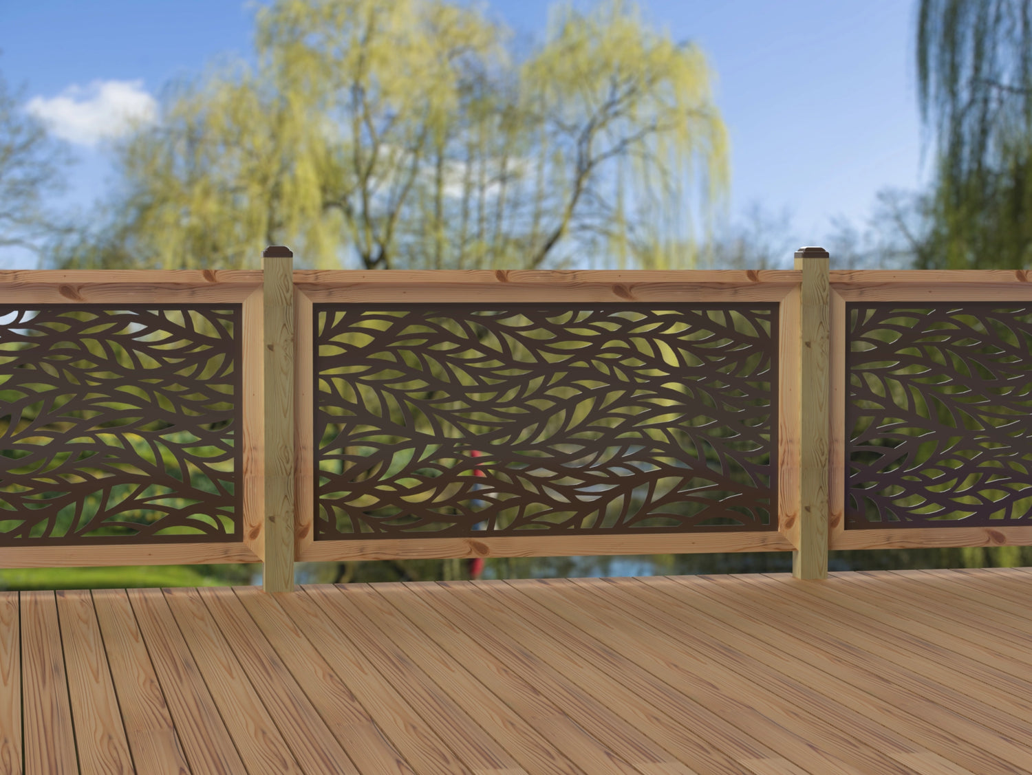 60"x30" - Willow Leaves Fence/Gate Panel Insert - Madison Iron and Wood