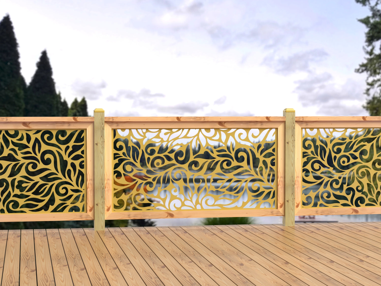 60"x30" - Flowing Leaves Fence/Gate Panel Insert - Madison Iron and Wood