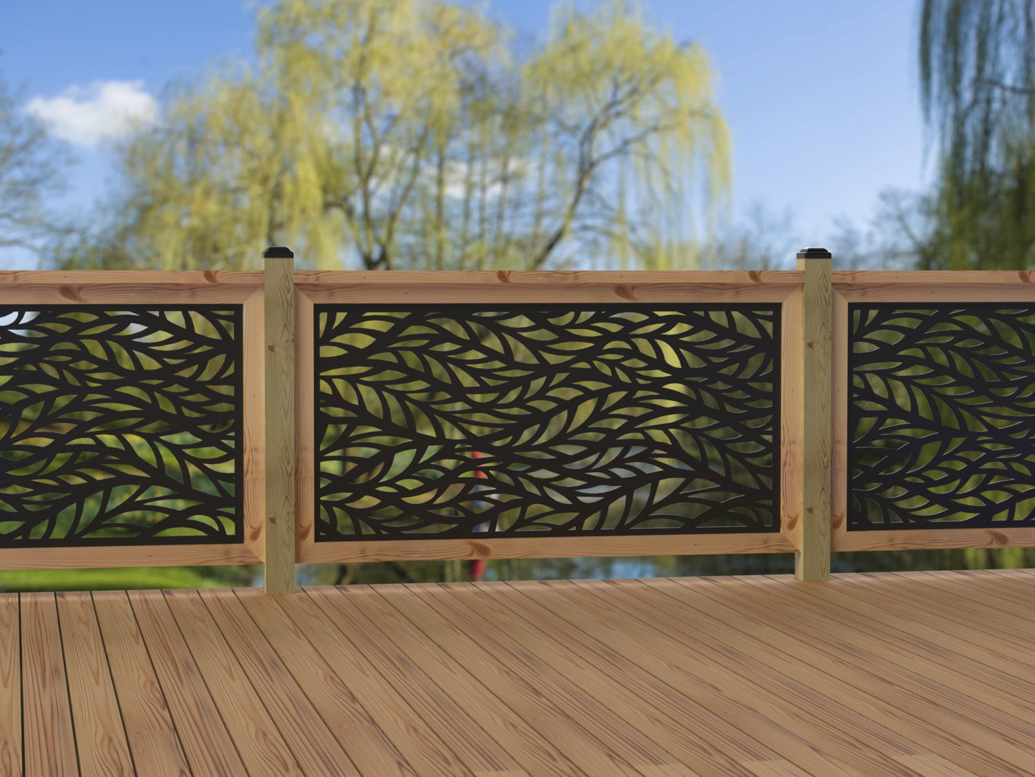 60"x30" - Willow Leaves Fence/Gate Panel Insert - Madison Iron and Wood