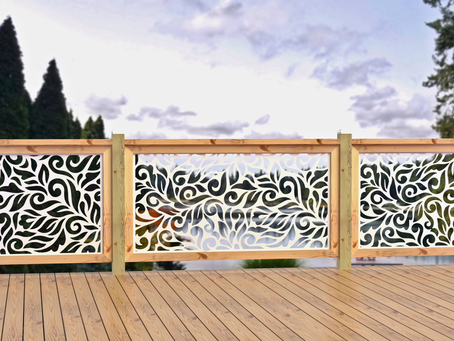 60"x30" - Flowing Leaves Fence/Gate Panel Insert - Madison Iron and Wood
