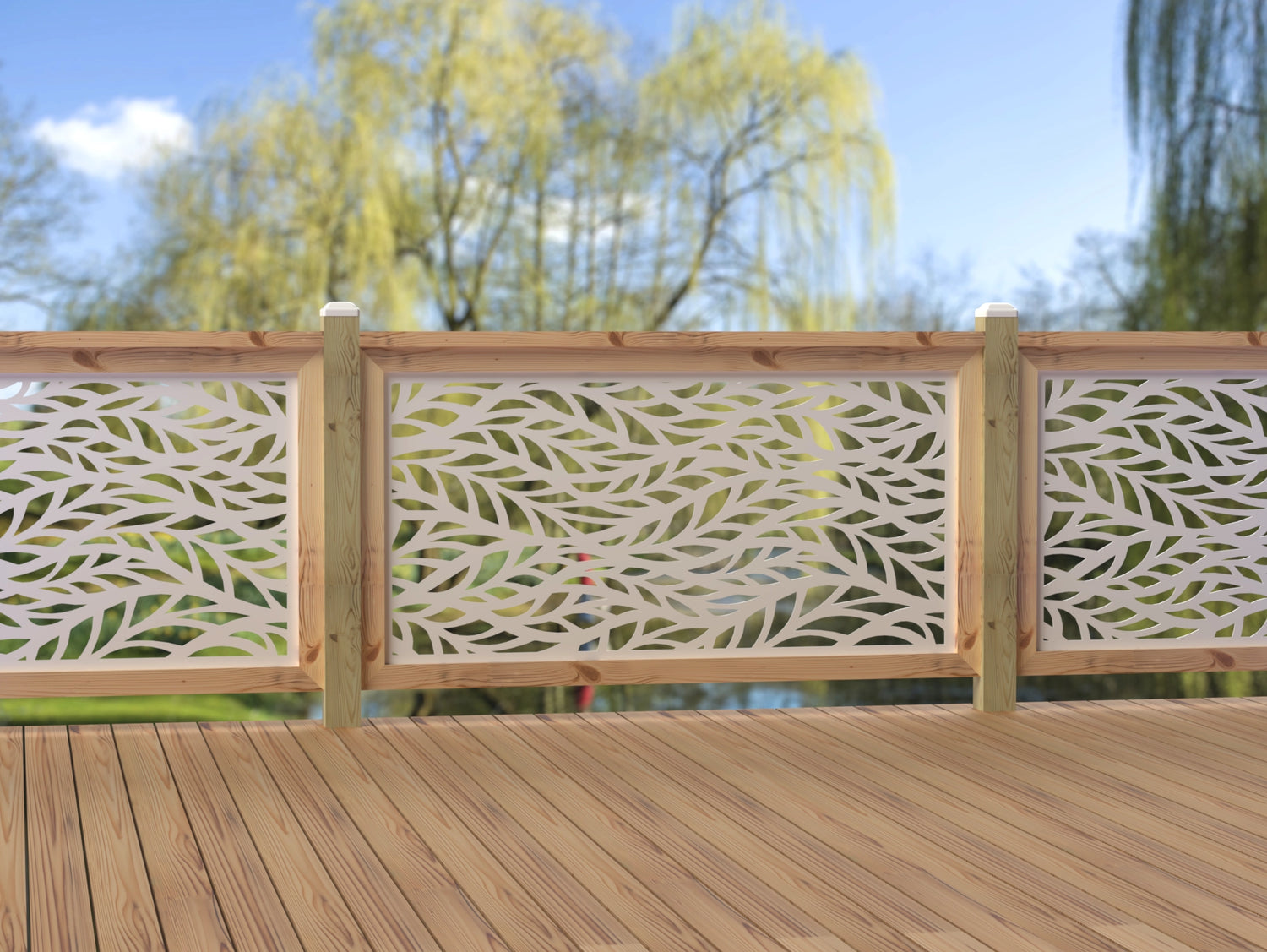 60"x30" - Willow Leaves Fence/Gate Panel Insert - Madison Iron and Wood