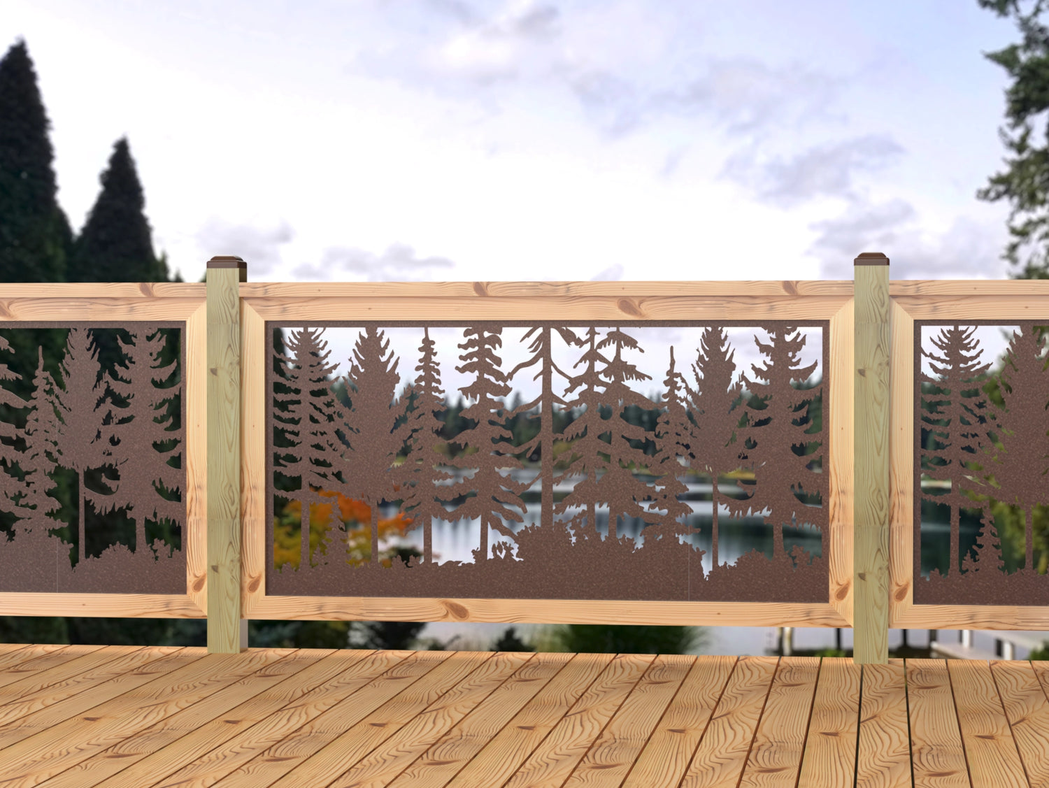 60"x30" - Forest Landscape Fence/Gate Panel Insert - Madison Iron and Wood