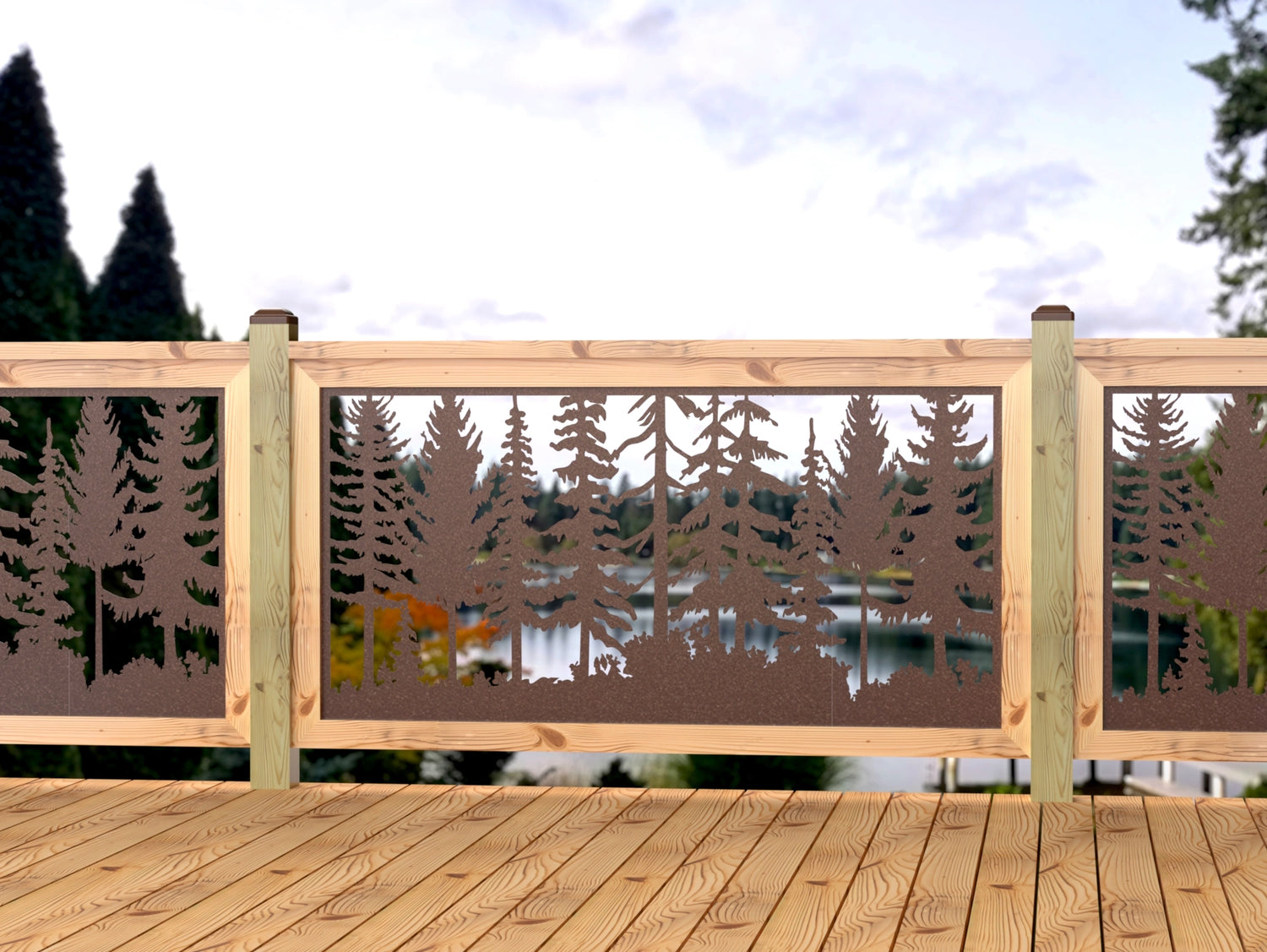 Forest Landscape Railing Panel Insert - Madison Iron and Wood