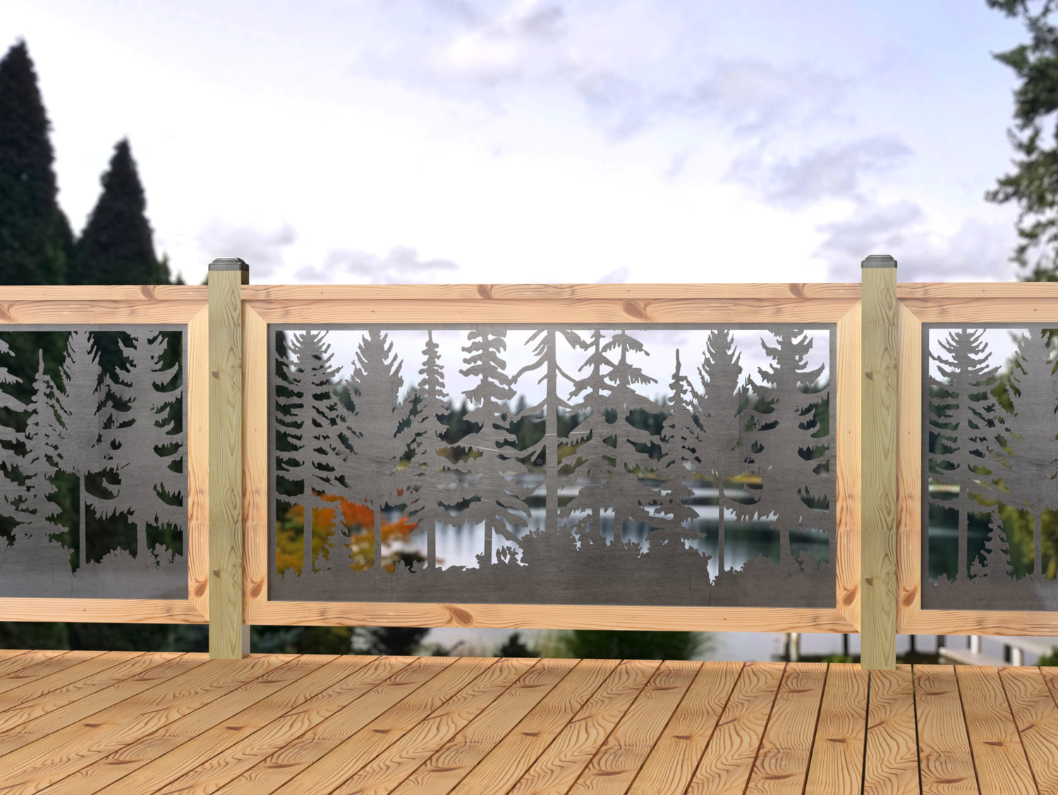 60"x30" - Forest Landscape Fence/Gate Panel Insert - Madison Iron and Wood