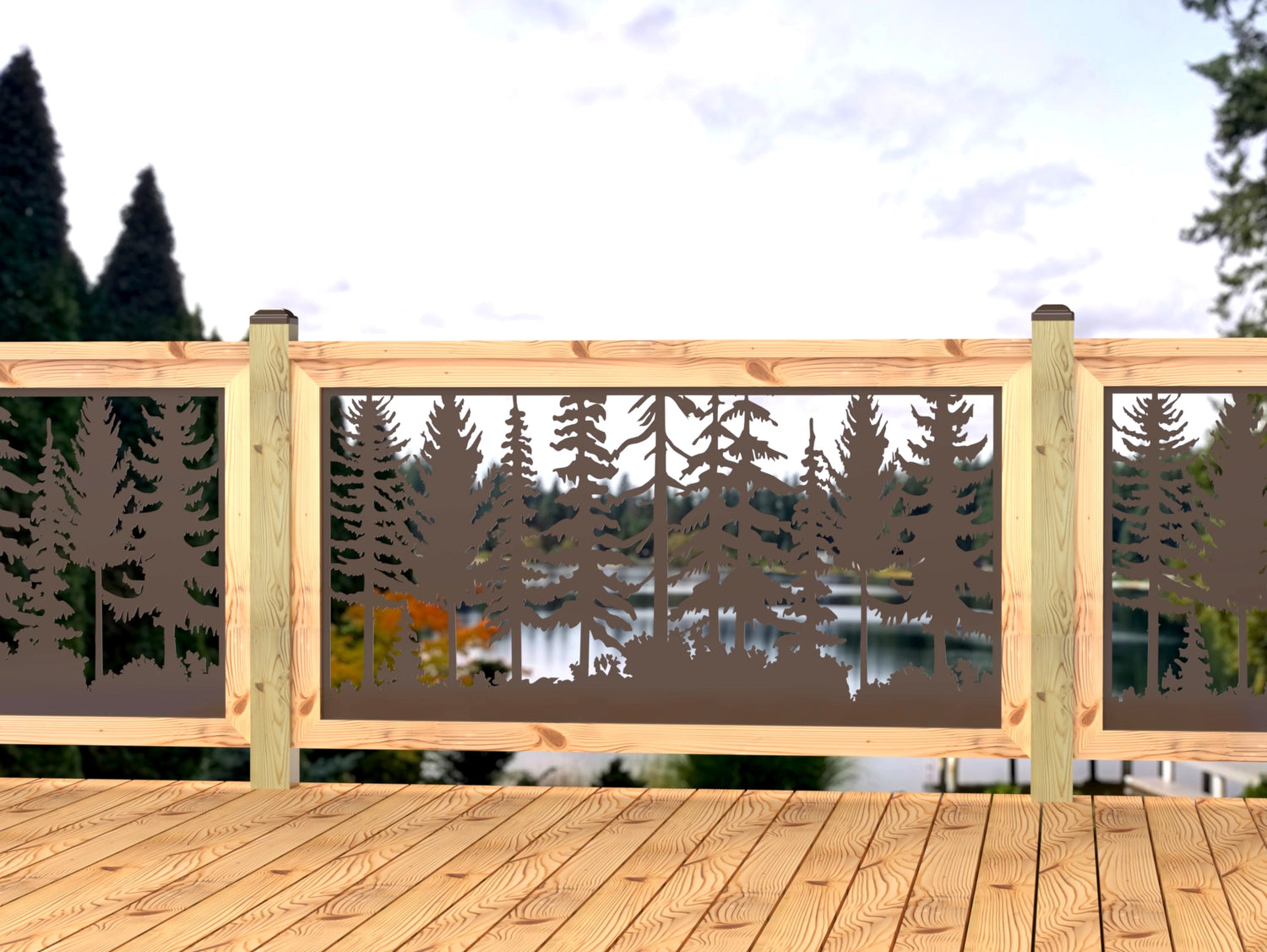 Forest Landscape Railing Panel Insert - Madison Iron and Wood