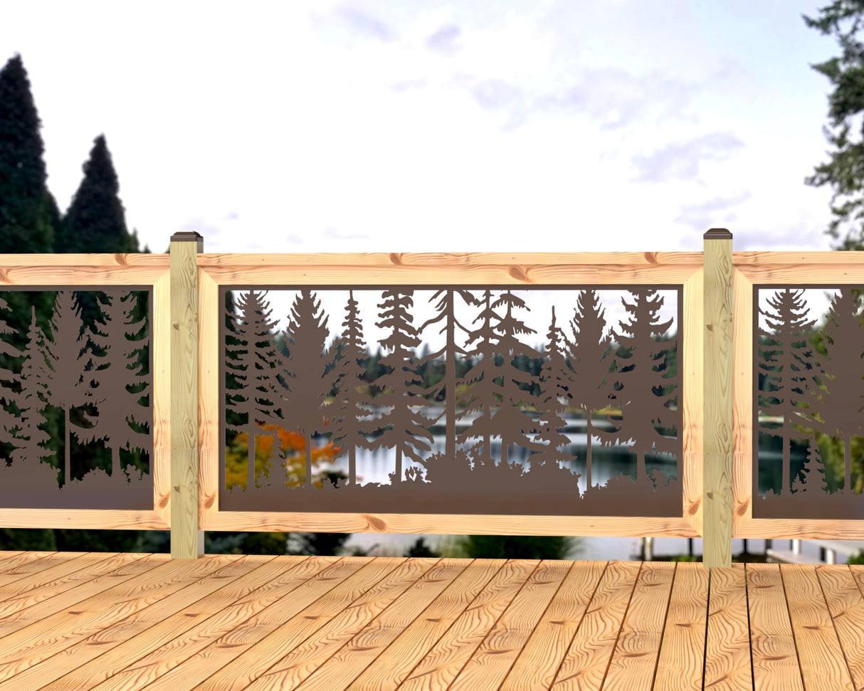 Forest Landscape Railing Panel Insert - Madison Iron and Wood