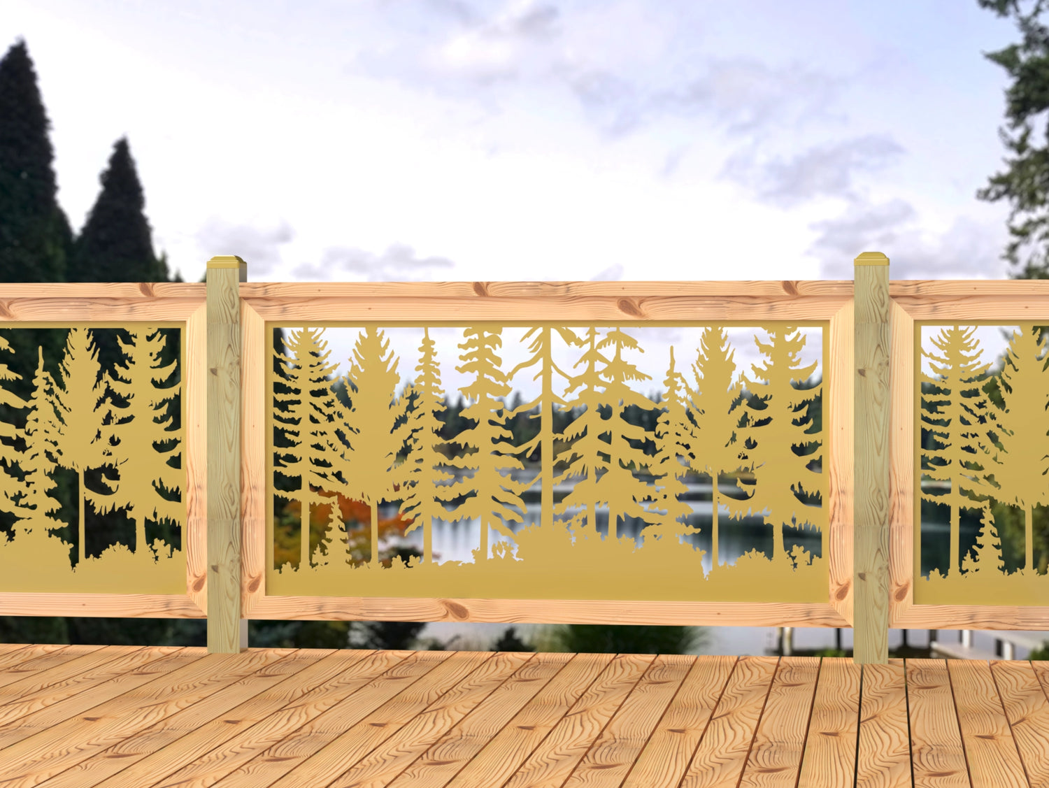 60"x30" - Forest Landscape Fence/Gate Panel Insert - Madison Iron and Wood