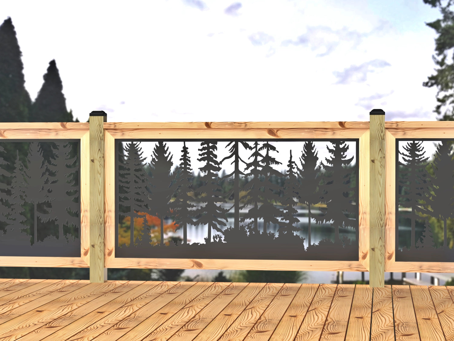 Forest Landscape Railing Panel Insert - Madison Iron and Wood