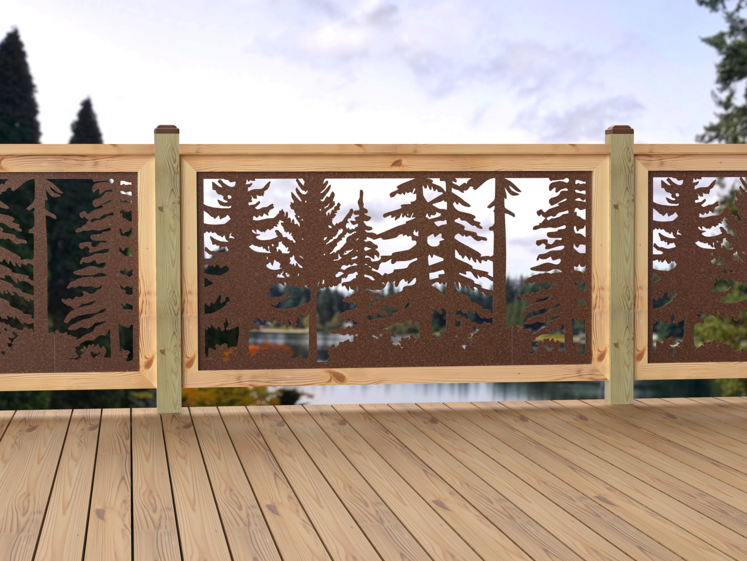 60"x30" - Forest Landscape Fence/Gate Panel Insert - Variation 2 - Madison Iron and Wood