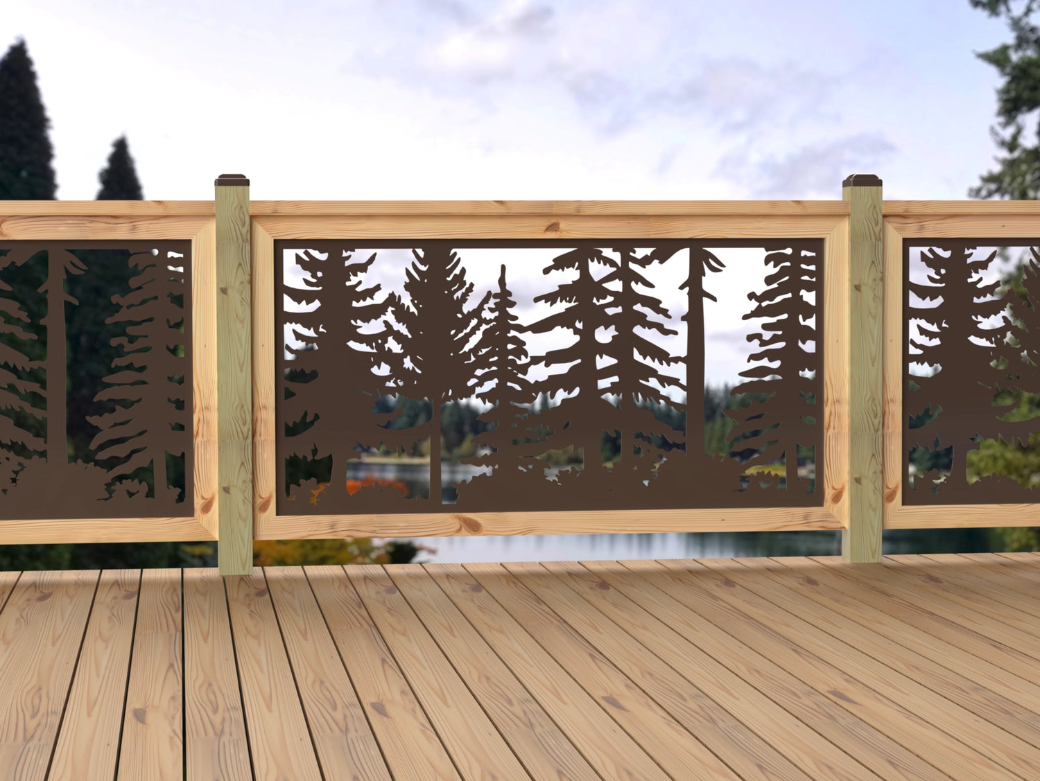 60"x30" - Forest Landscape Fence/Gate Panel Insert - Variation 2 - Madison Iron and Wood