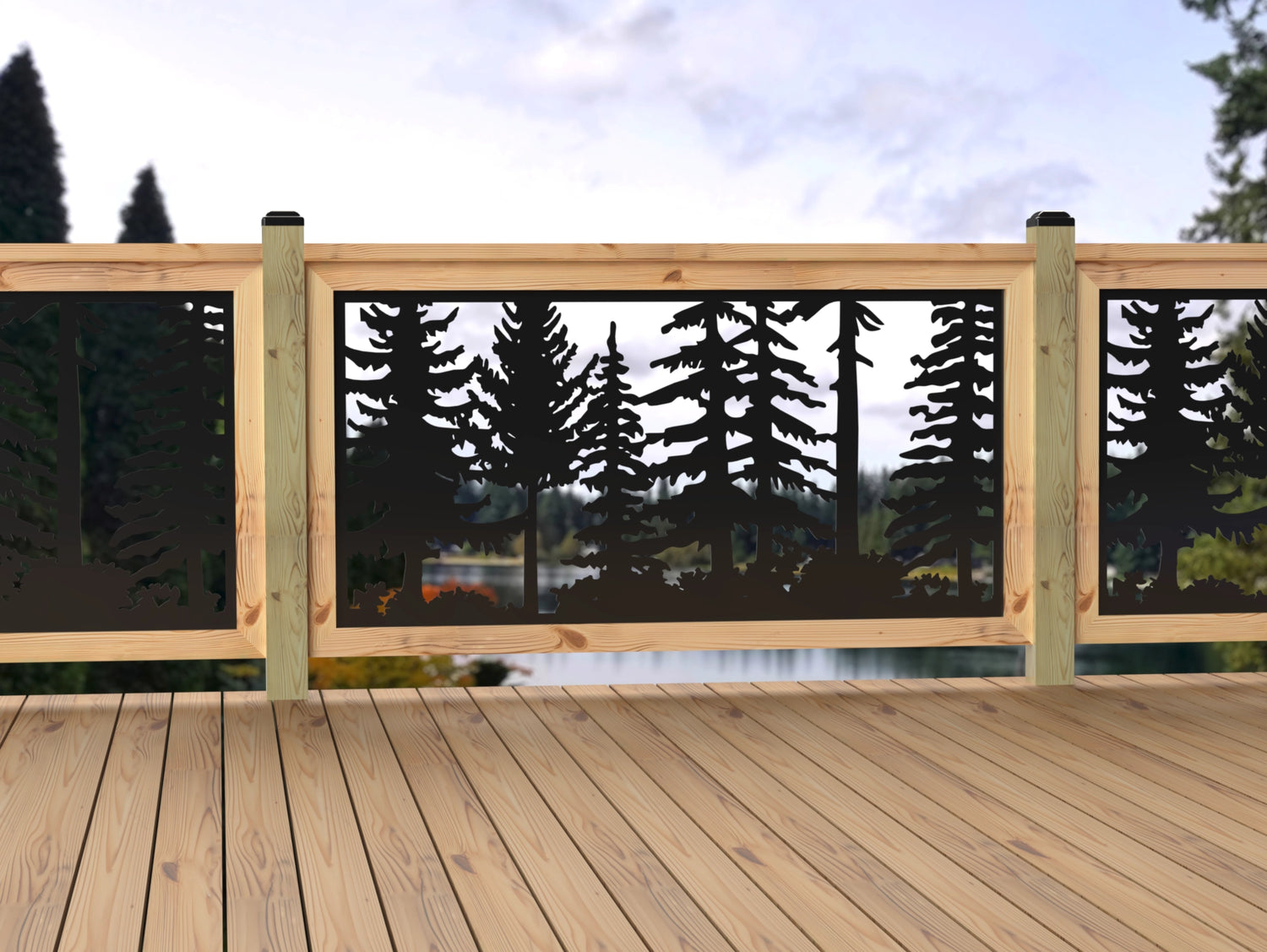 60"x30" - Forest Landscape Fence/Gate Panel Insert - Variation 2 - Madison Iron and Wood