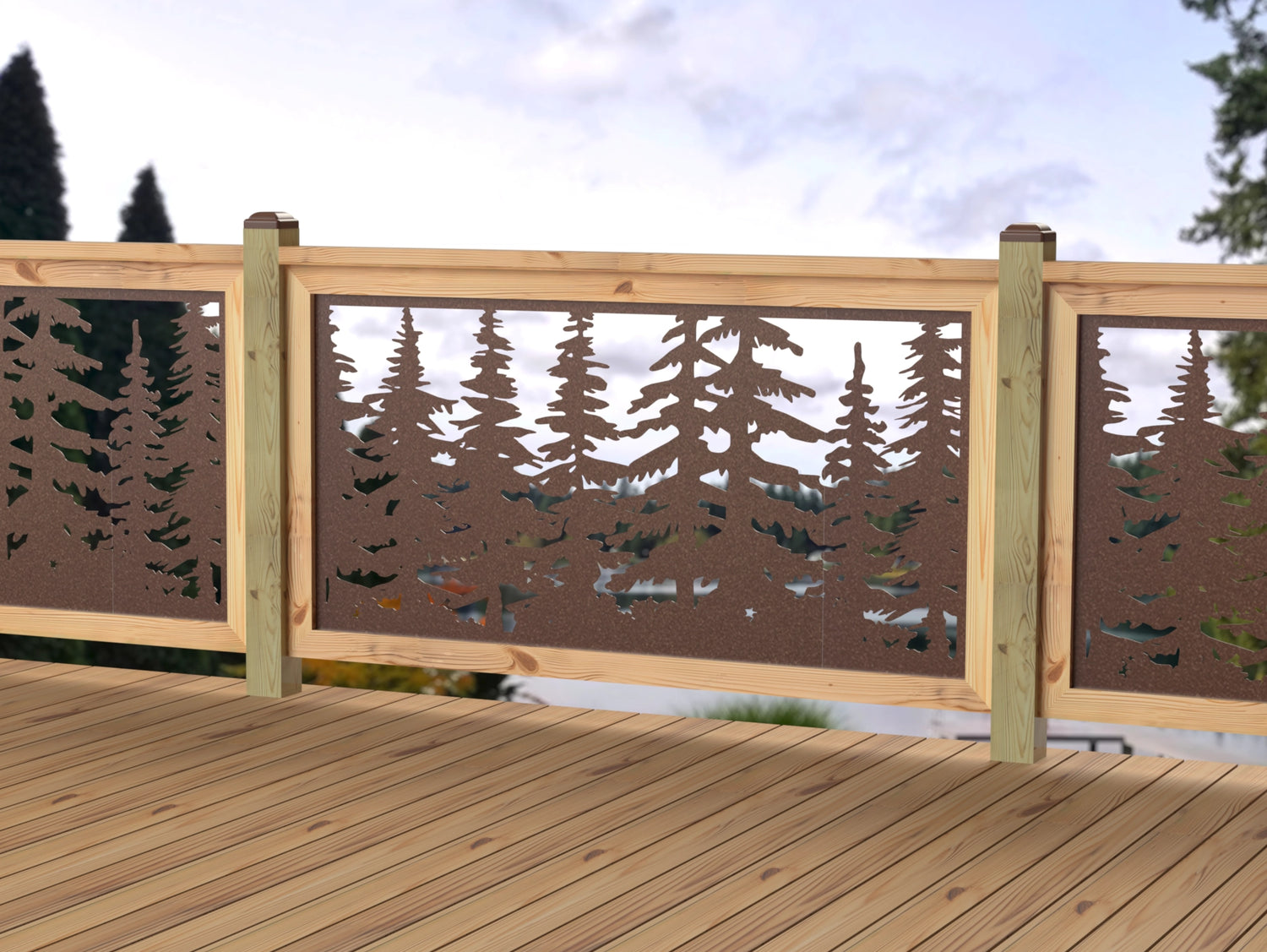 60"x30" - Forest Landscape Fence/Gate Panel Insert - Variation 4 - Madison Iron and Wood