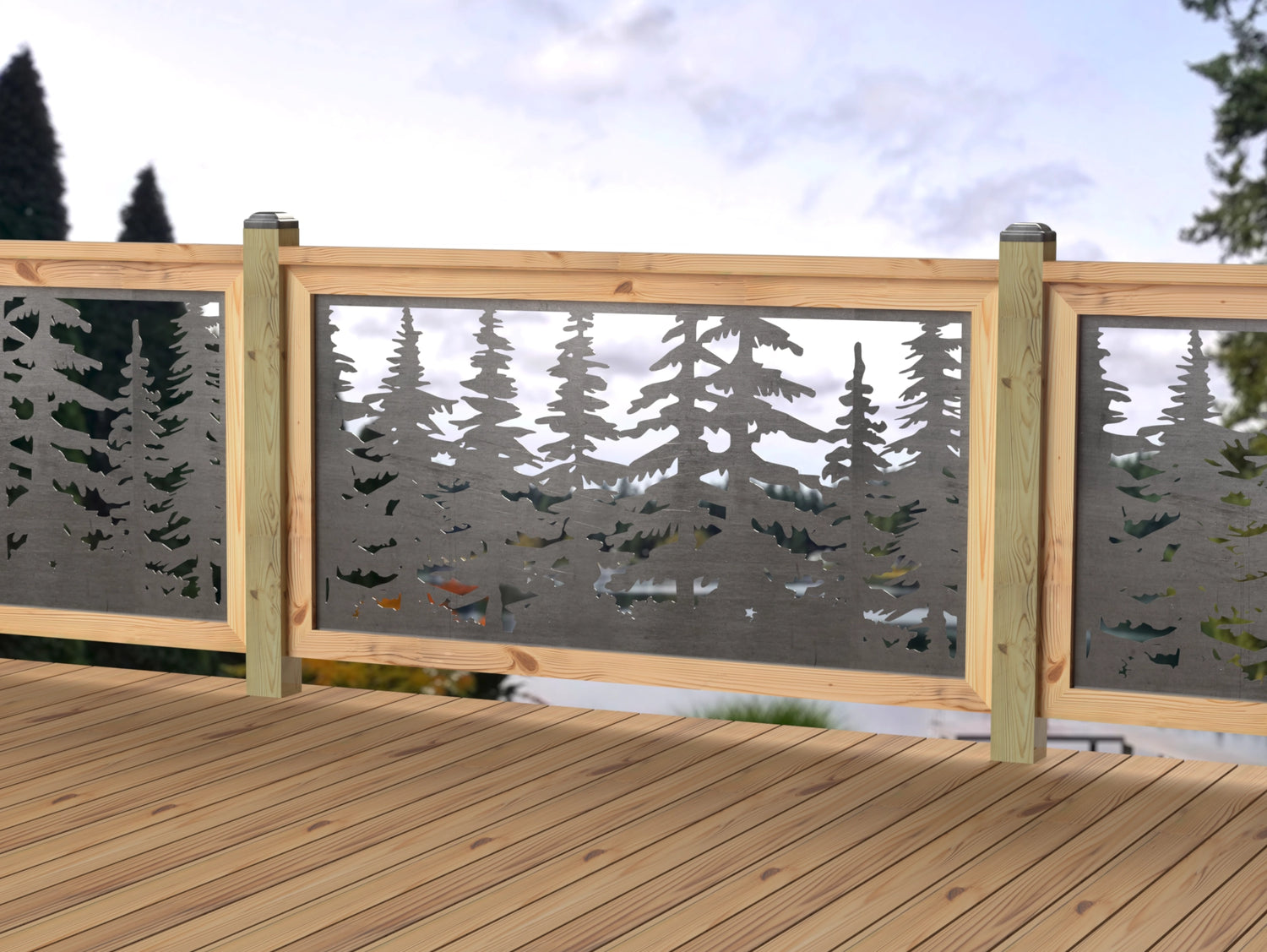 60"x30" - Forest Landscape Fence/Gate Panel Insert - Variation 4 - Madison Iron and Wood