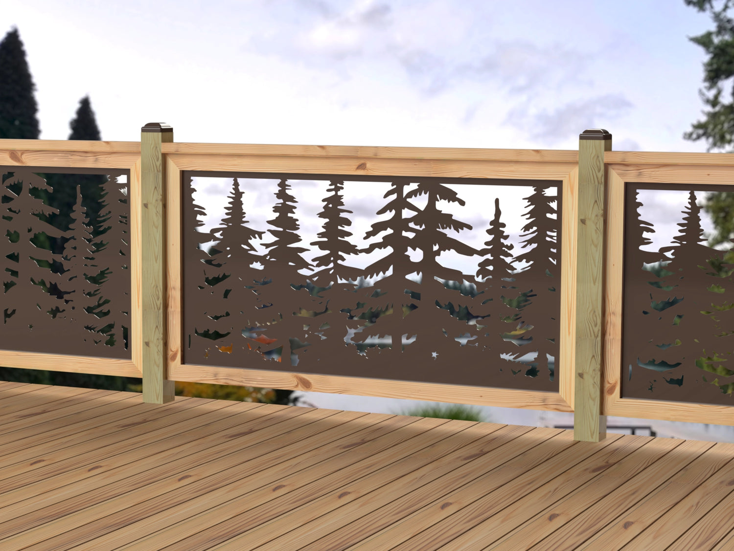 60"x30" - Forest Landscape Fence/Gate Panel Insert - Variation 4 - Madison Iron and Wood