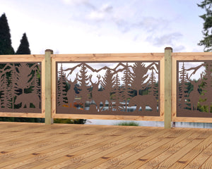 60"x30" - Deer and Bear Wildlife Landscape Fence/Gate Panel Insert