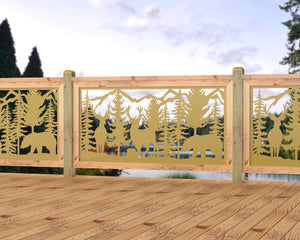 60"x30" - Deer and Bear Wildlife Landscape Fence/Gate Panel Insert