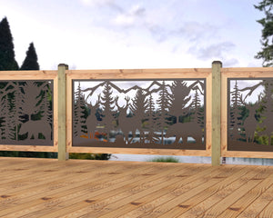 60"x30" - Deer and Bear Wildlife Landscape Fence/Gate Panel Insert